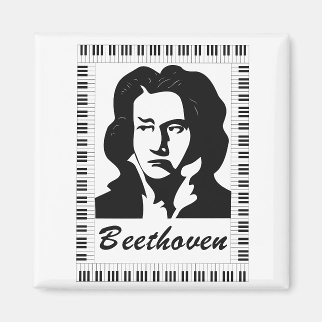 Íman retrato de beethoven com quadro-chave de piano (Frente)