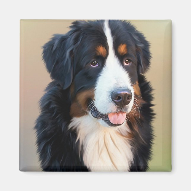 Íman Retrato de Cachorro da Montanha Bernese (Frente)