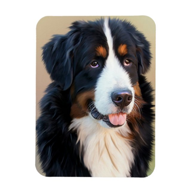 Íman Retrato de Cachorro da Montanha Bernese (Vertical)