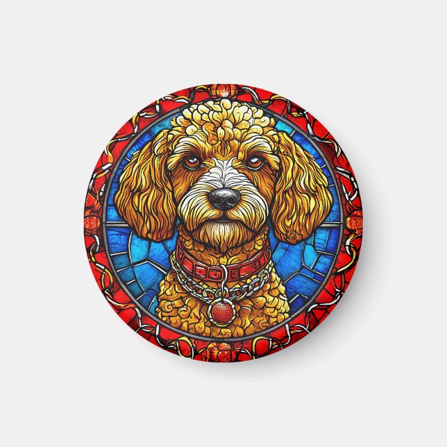 Íman Retrato de Cachorro em Vidro Colorido (Frente)