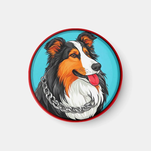 Íman Retrato de Cachorro Estilo Artístico Ornamentado (Frente)