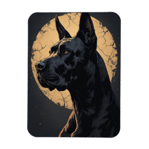 Íman Retrato de Cachorro Preto para Amantes de Cães Lea