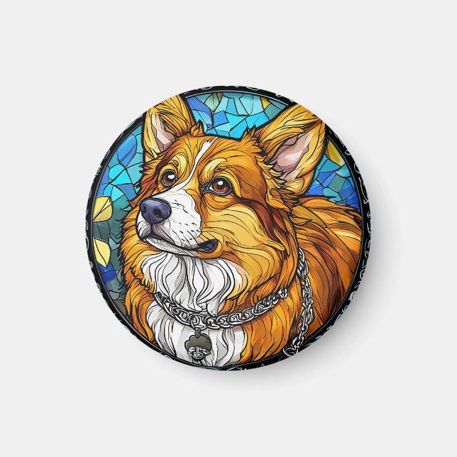 Íman Retrato de Cão Corgi (Frente)