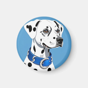 Íman Retrato de Cão Dalmata com Coleira Azul