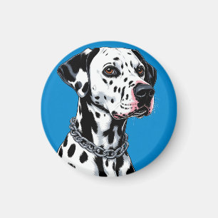 Íman Retrato de Cão Dalmata Contra Fundo Azul