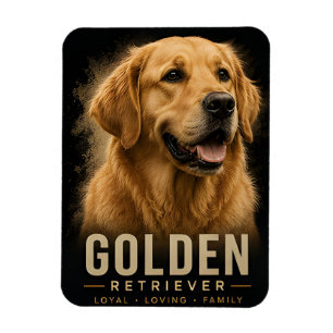 Íman Retrato de Cão de Família Leal e Amoroso Golden Re