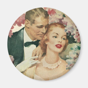 Íman Retrato de Casamento Antigo, Noiva e Noivo Retrô