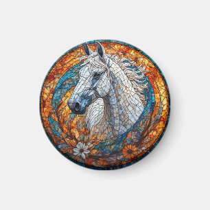 Íman Retrato de Cavalo Elegante em Vidro Pintado