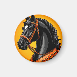 Íman Retrato de Cavalo Preto Elegante