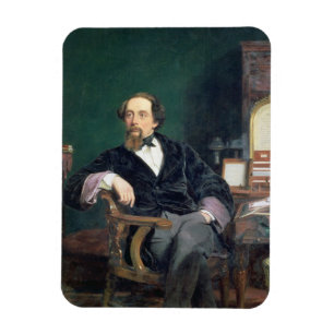 Íman Retrato de Charles Dickens (óleo em canvas)