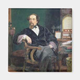 Íman Retrato de Charles Dickens (óleo em canvas)