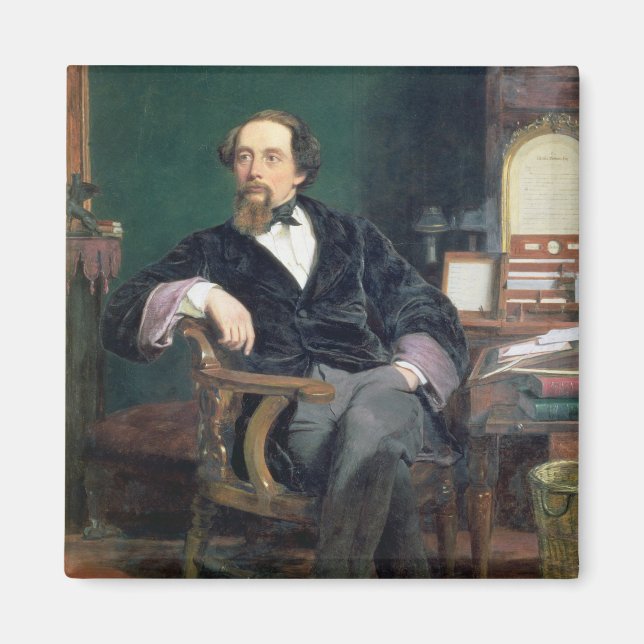 Íman Retrato de Charles Dickens (óleo na canvas) (Frente)