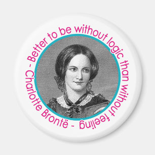 Íman Retrato de Charlotte Bronte com citações