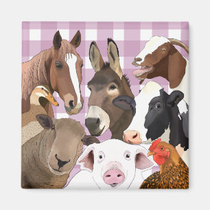 Íman Retrato de Fazenda Cóctil - Verificação Gingham -
