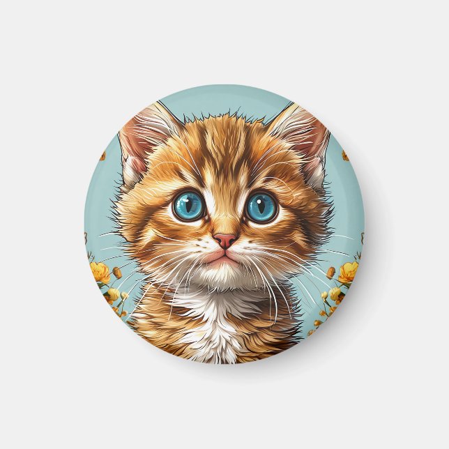 Íman Retrato de gatinho fofo (Frente)