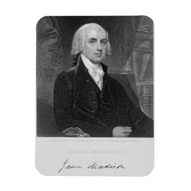 Íman Retrato de James Madison, gravado por William A. (Vertical)