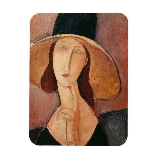 Íman Retrato de Jeanne Hebuterne em um chapéu grande (Vertical)