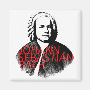 Íman Retrato de Johann Sebastian Bach e letras vermelha