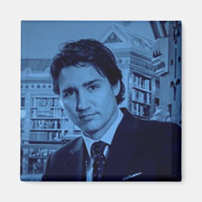 Íman Retrato de Justin Trudeau 2014 em azul (Frente)