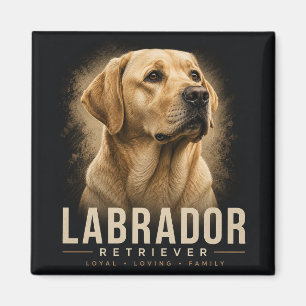 Íman Retrato de Labrador Retriever Cão de Família Leal