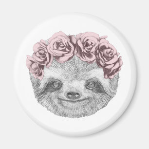 Íman Retrato De Lama Fios De Cabeça Floral