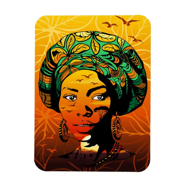 Íman Retrato de Mulher Africana com Sunset (Vertical)