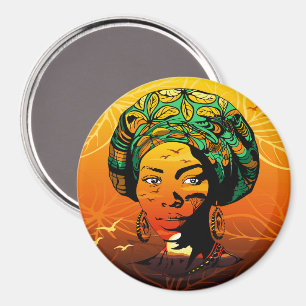 Íman Retrato de Mulher Africana com Sunset