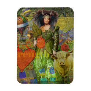 Íman Retrato de mulher clássica vintage Touro Arte Góti