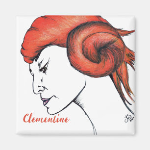 Íman Retrato de mulher com cabelo laranja em estilo Pop