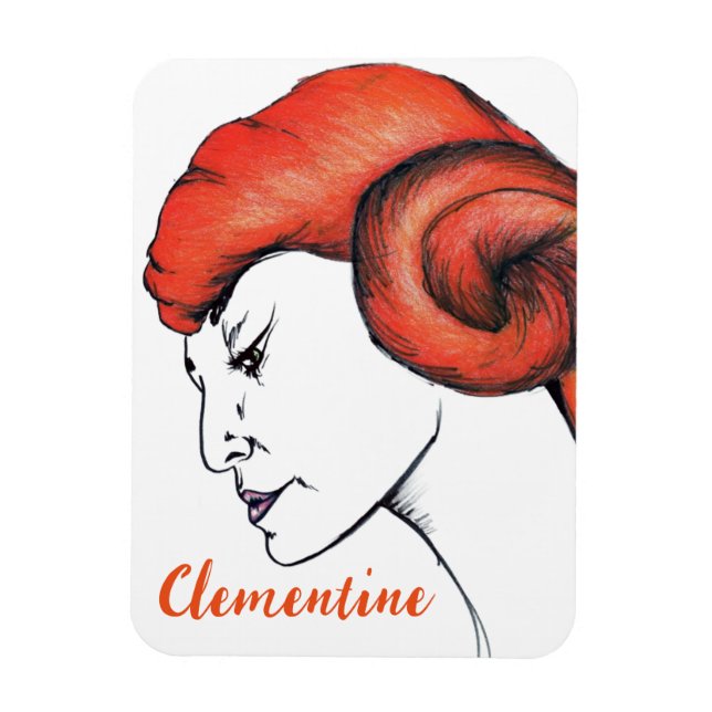 Íman Retrato de mulher de cabelo laranja em estilo Pop  (Vertical)