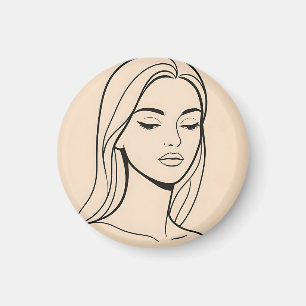 Íman Retrato de Mulher em Arte de Linha Minimalista Ele