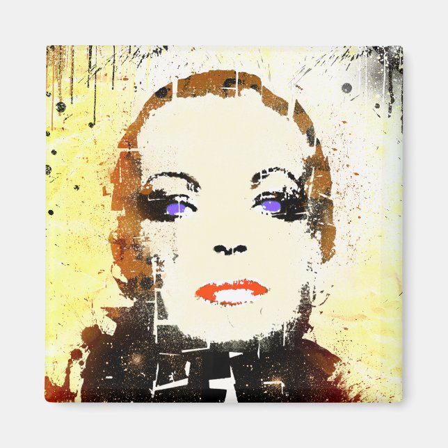 Íman retrato de mulher "pop" magneta (Frente)