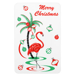 Íman Retrato de Natal Flamingo Vermelho