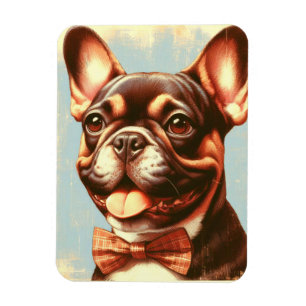 Íman Retrato de pintura de Bulldog Francês Vintage