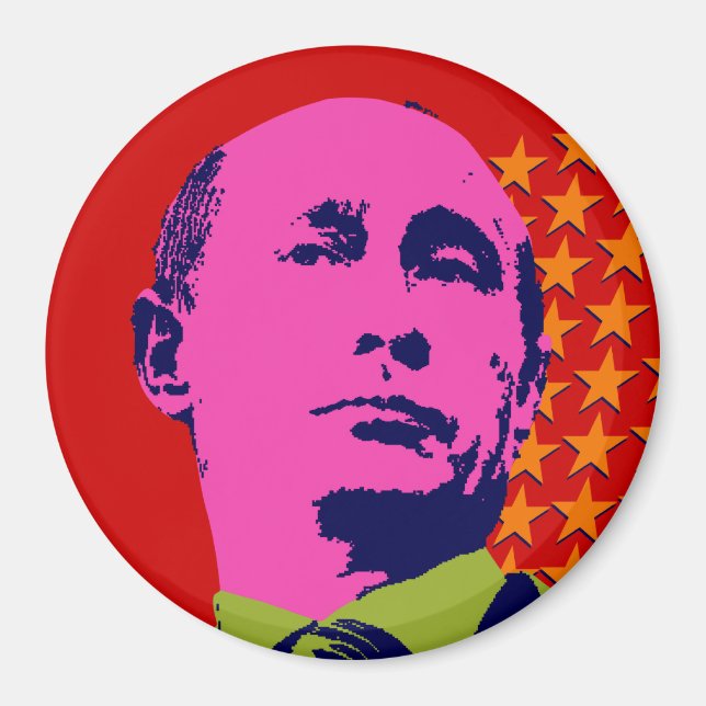 Íman Retrato de Pop de Arte Putin Rosa (Frente)