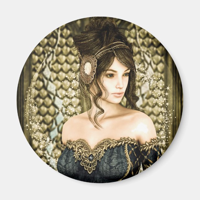 Íman Retrato de Princesa de Conto de Fadas Encantado (Frente)