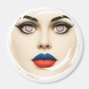 Íman Retrato de rosto com bandeira croata – Olhos e Láb
