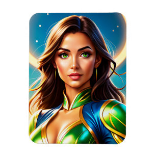 Íman Retrato de super-herói feminino na armo esmeralda