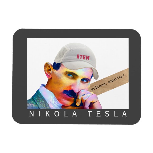 Íman Retrato de Tesla Engraçado (Horizontal)