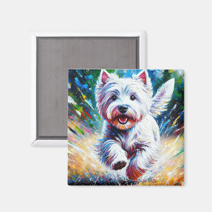 Íman Retrato de um cão West Highland White Terrier "Wes