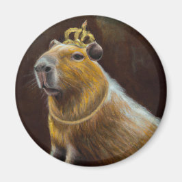 Íman Retrato de um capivara usando roupa real medieval