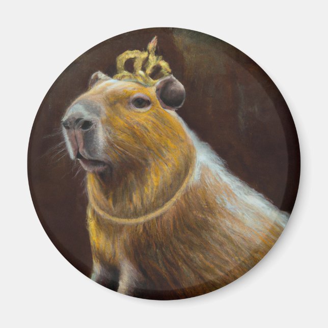 Íman Retrato de um capivara usando roupa real medieval (Frente)