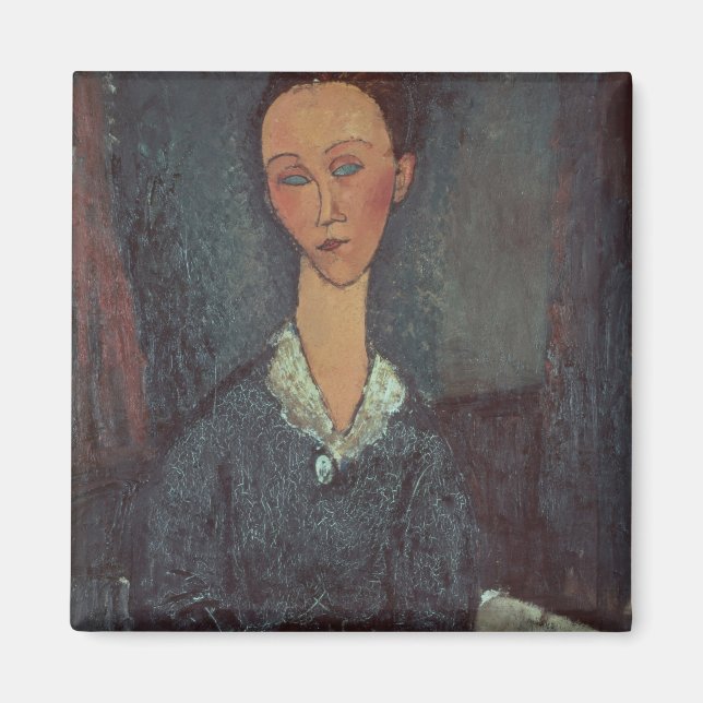 Íman Retrato de uma Mulher com Colarinho Branco (óleo e (Frente)