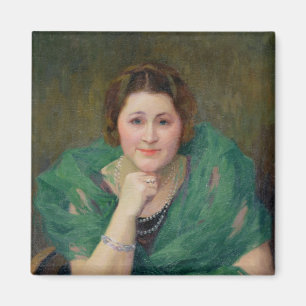 Íman Retrato de uma mulher do russo com um lenço verde