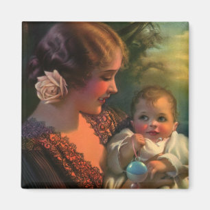 Íman Retrato do Dia de as mães Vintage, Mãe e Bebê