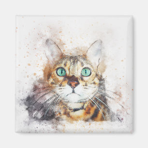 Íman Retrato do Gatinho de olhos verdes ABSTRATO Wa
