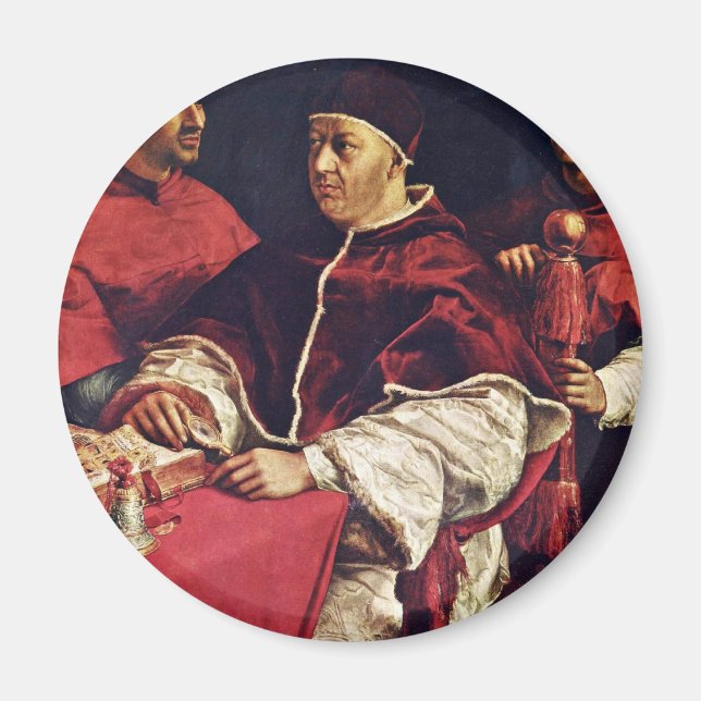 Íman Retrato Do Papa Leo X Com Seus Primos Por Raffael (Frente)