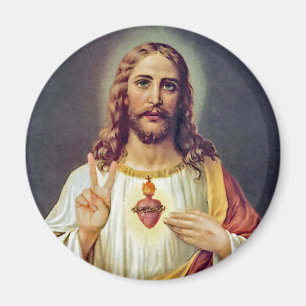 Íman Retrato do Sagrado Coração de Jesus Sinal de Paz