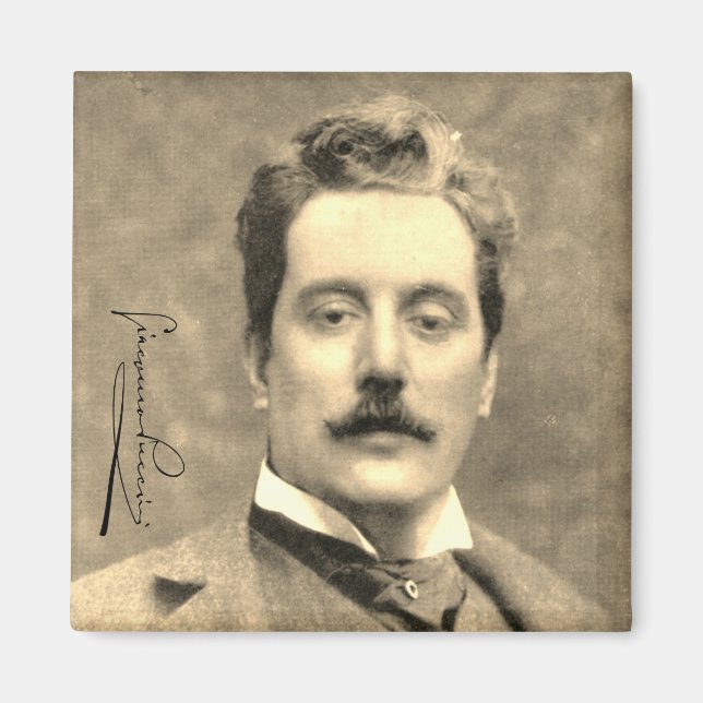 Íman Retrato e assinatura de Giacomo Puccini (Frente)