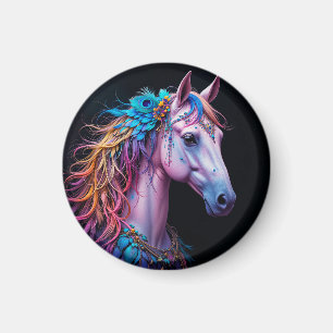 Íman Retrato Estilizado de um Cavalo com Crina Fluida